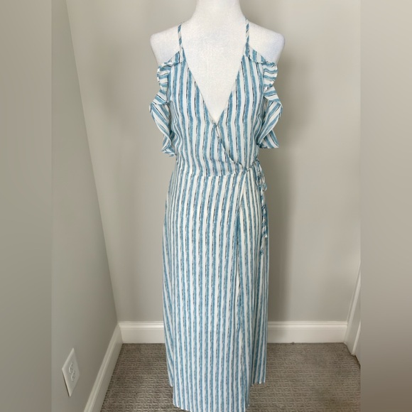 Lush Blue and White Striped Maxi Dress - Picture 1 of 3